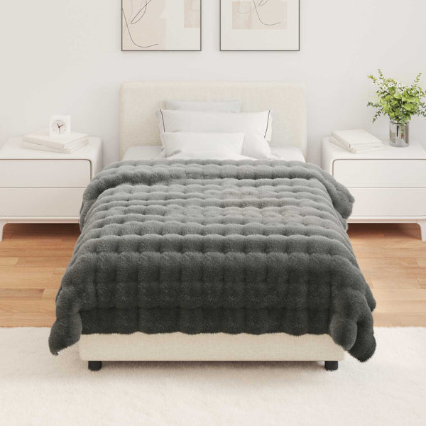 Tekoturkki Jäniksen Peitto Tumma harmaa 130 x 150 cm Polyesteri