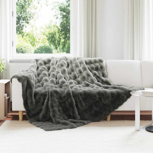 Tekoturkki Jäniksen Peitto 4 pcs Tumma harmaa 220 x 240 cm