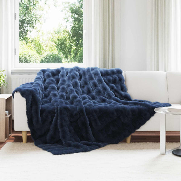 Tekoturkki Jäniksen Peitto 4 pcs Merensininen 240 x 270 cm