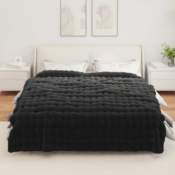 Tekoturkki Jäniksen Peitto Musta 220 x 240 cm Polyesteri