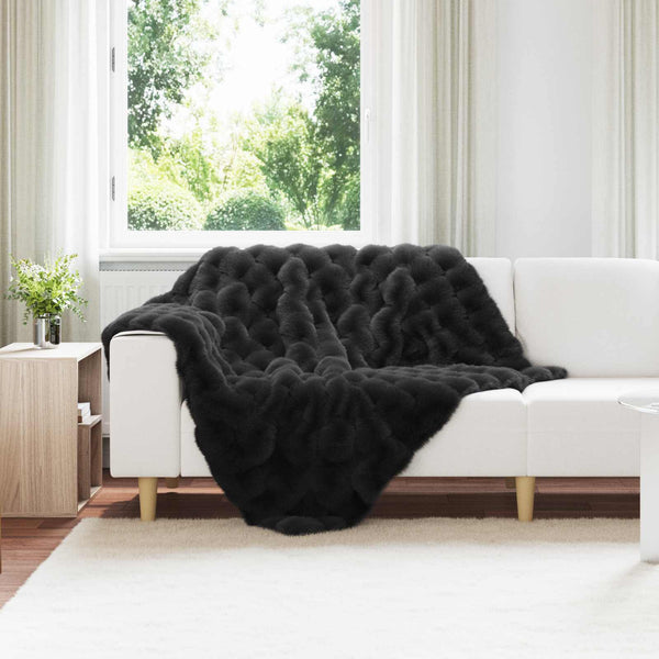 Tekoturkki Jäniksen Peitto 4 pcs Musta 130 x 150 cm Polyesteri