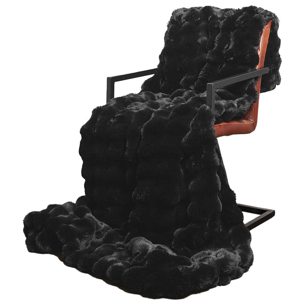 Tekoturkki Jäniksen Peitto 4 pcs Musta 130 x 150 cm Polyesteri