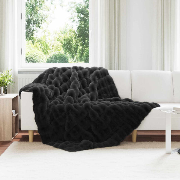 Tekoturkki Jäniksen Peitto 4 pcs Musta 150 x 220 cm Polyesteri