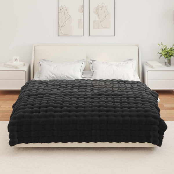 Tekoturkki Jäniksen Peitto 4 pcs Musta 150 x 220 cm Polyesteri