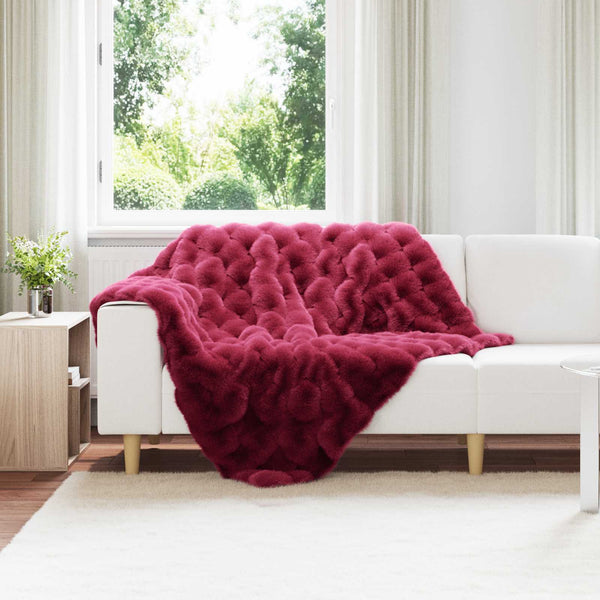 Tekoturkki Jäniksen Peitto Bordeaux punainen 130 x 150 cm