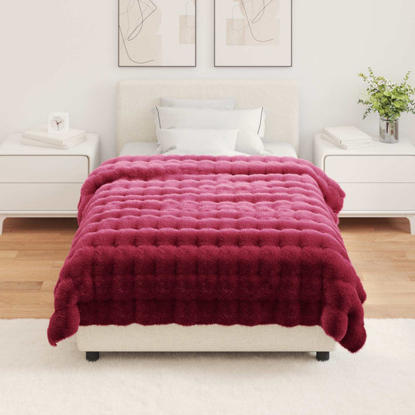 Tekoturkki Jäniksen Peitto Bordeaux punainen 130 x 150 cm