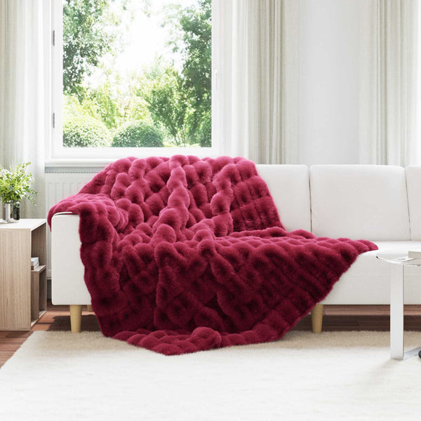Tekoturkki Jäniksen Peitto Bordeaux punainen 150 x 220 cm
