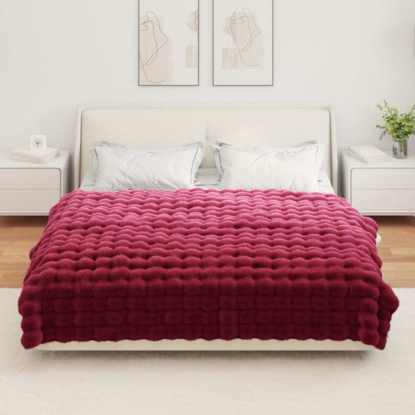 Tekoturkki Jäniksen Peitto Bordeaux punainen 150 x 220 cm