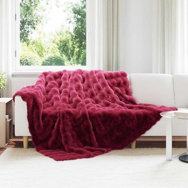 Tekoturkki Jäniksen Peitto 4 pcs Bordeaux punainen 220 x 240 cm