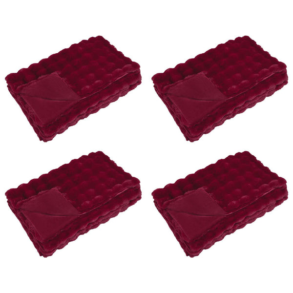 Tekoturkki Jäniksen Peitto 4 pcs Bordeaux punainen 220 x 240 cm