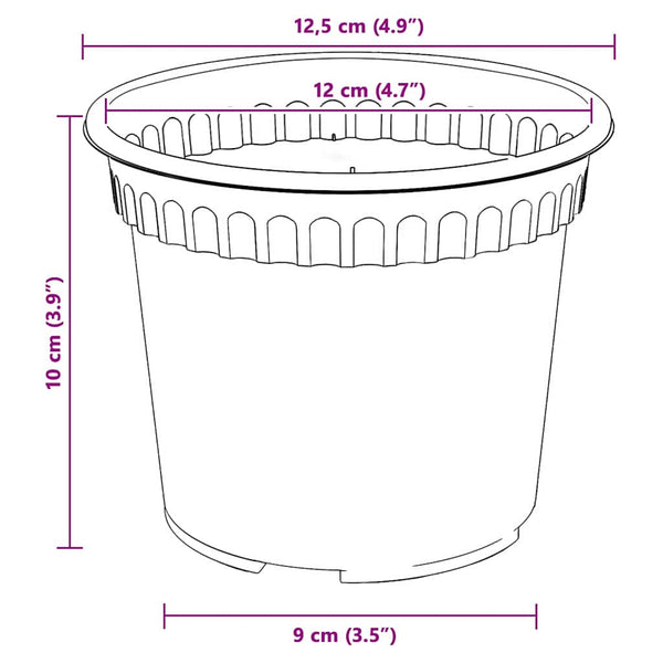 Pyöreä kukkaruukku 24 kpl Musta Ø 12,5 x 10 cm Muovi
