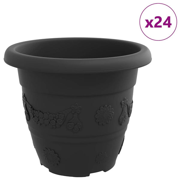Pyöreä kukkaruukku 24 kpl Musta Ø 26 x 21.5 cm Muovi