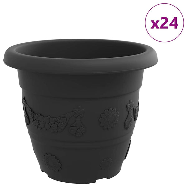 Pyöreä kukkaruukku 24 kpl Musta Ø 34 x 28 cm Muovi