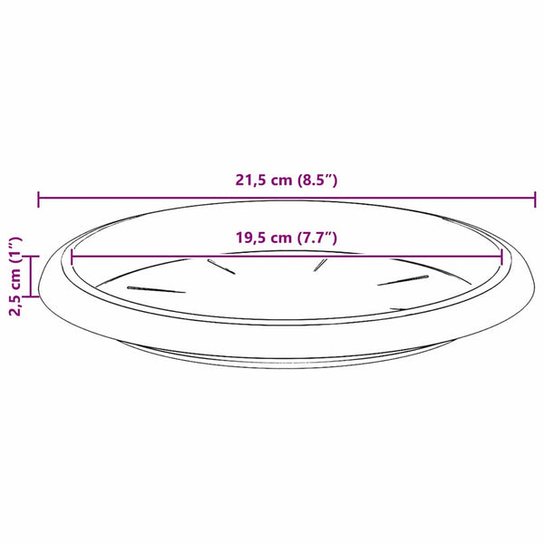Pyöreä kukkatarjotin 6 kpl Tiilenpunainen Ø 21,5 x 2,5 cm Muovi