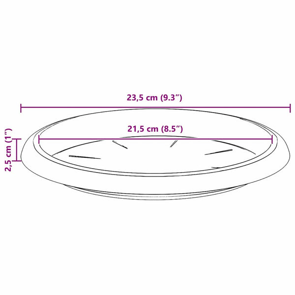 Pyöreä kukkatarjotin 6 kpl Tiilenpunainen Ø 23,5 x 2,5 cm Muovi