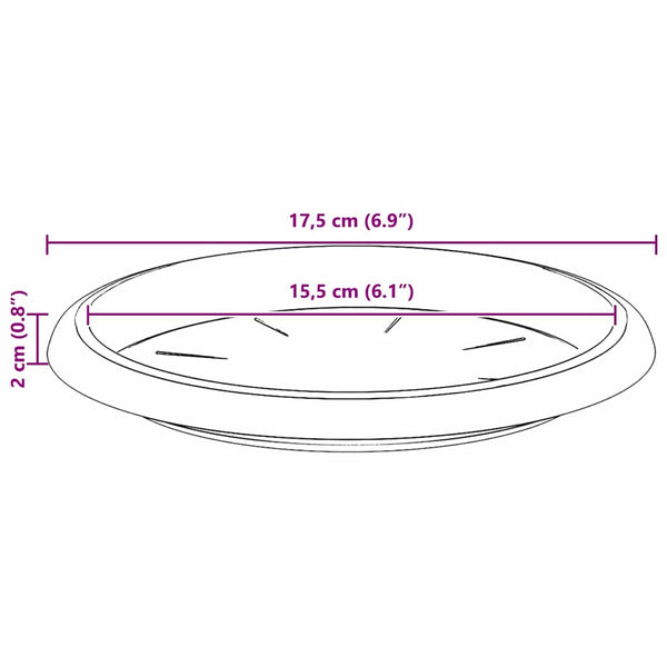 Pyöreä kukkatarjotin 6 kpl Musta Ø 17,5 x 2 cm Muovi