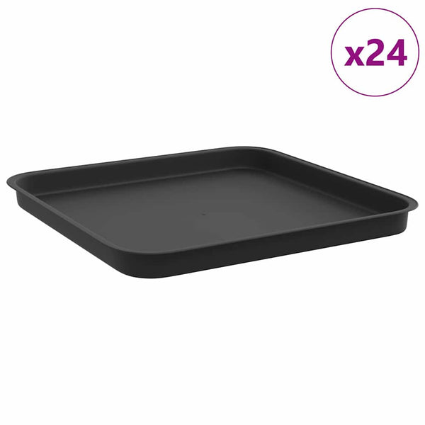 Neliömainen Kukka-alusta 24 kpl Musta 32 x 32 x 2,5 cm Muovi