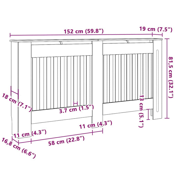 Patterinsuoja 2 kpl Sonoma-tammi 152 x 19 x 81,5 cm