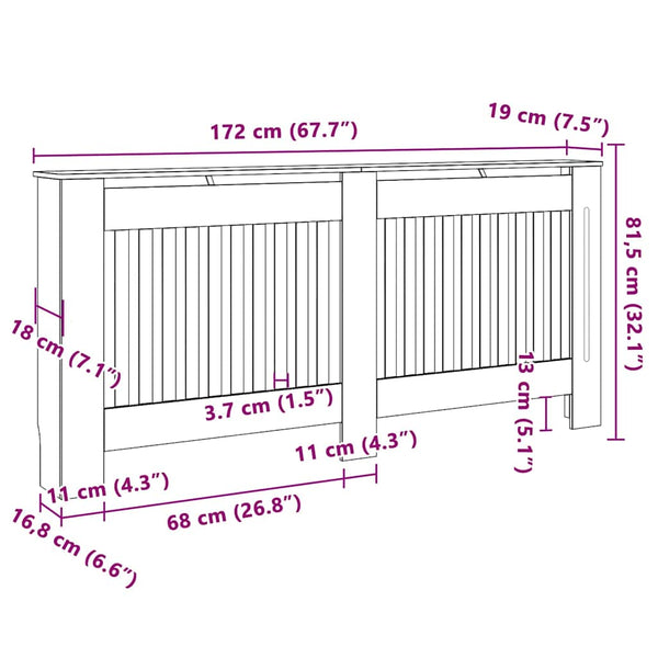 Patterinsuoja 2 kpl Sonoma-tammi 172 x 19 x 81,5 cm