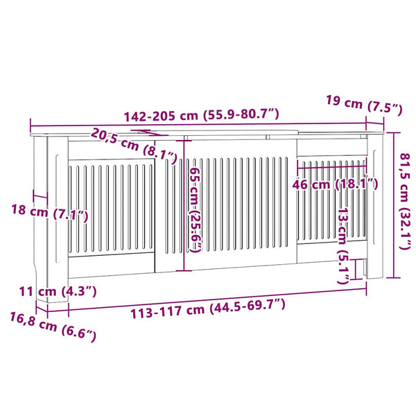 Patterinsuoja 2 kpl Harmaa 205 x 20,5 x 81,5 cm Tekninen puu