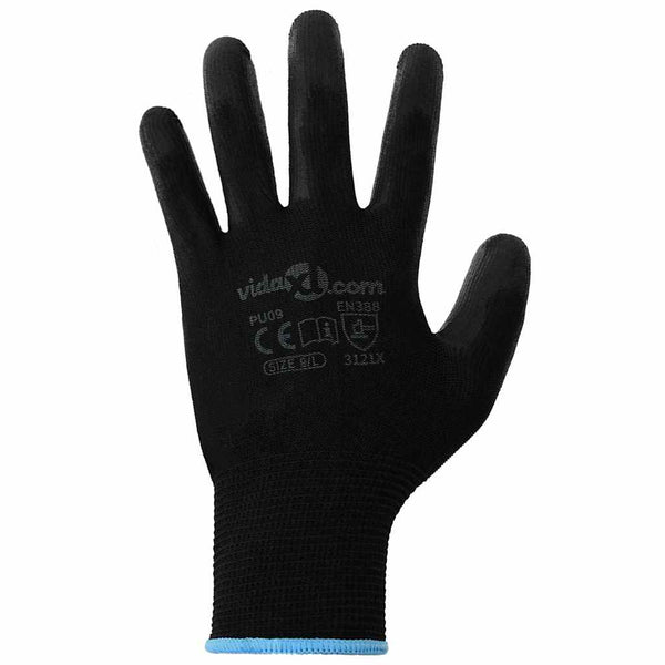 Työhanskat 12 kpl Musta 9 / l Polyesteri