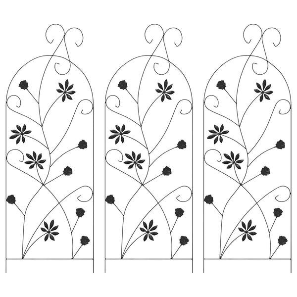 Puutarha-aita 3 kpl Musta 112 x 39,5 cm Teräs