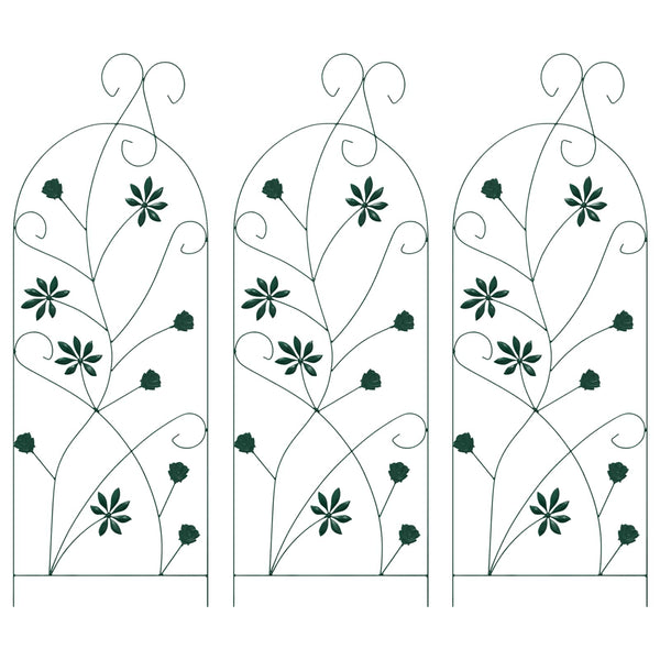 Puutarha-aita 3 kpl Vihreä 112 x 39,5 cm Teräs