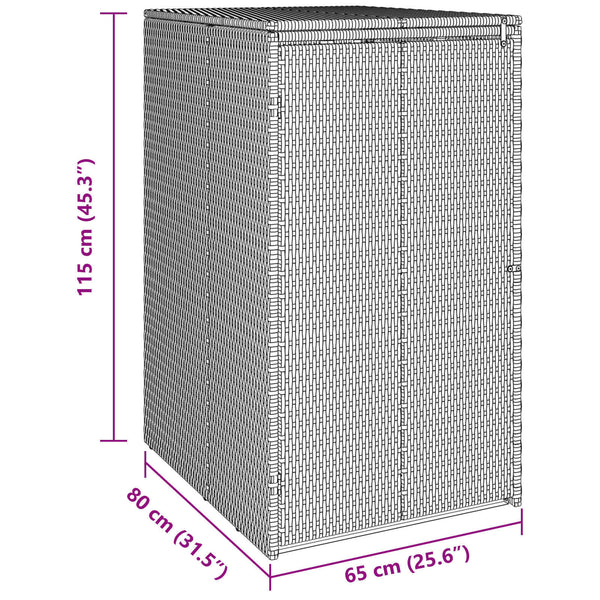 Roska-astiakotelo Musta 65 x 80 x 115 cm Polyeteeni