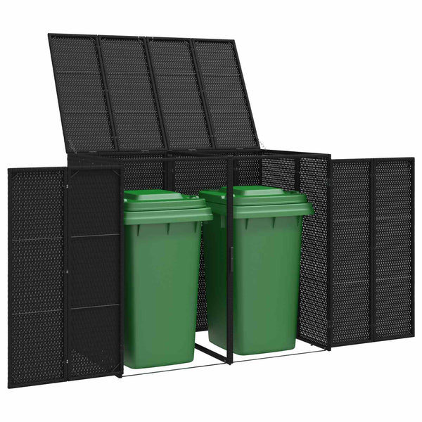 Roska-astiakotelo 2 kpl Musta 130 x 80 x 115 cm Polyeteeni