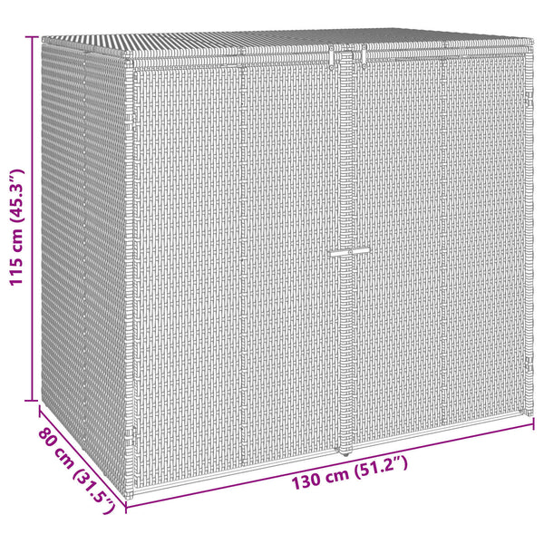 Roska-astiakotelo 2 kpl Harmaa 130 x 80 x 115 cm Polyeteeni