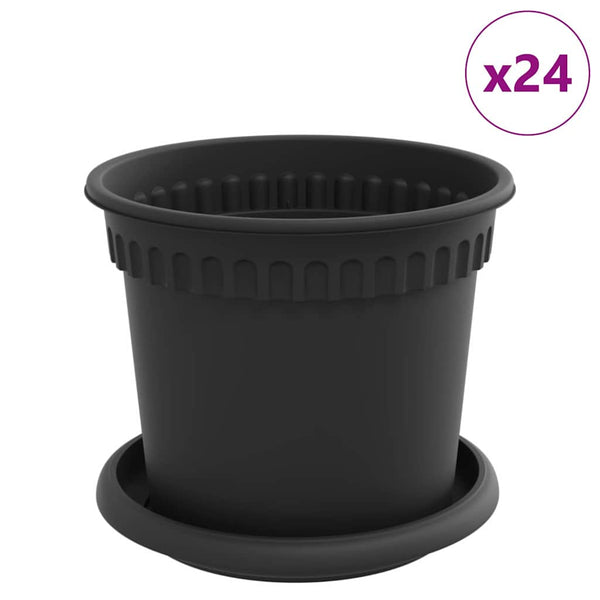 Kasviruukut 24 kpl Musta Muovi