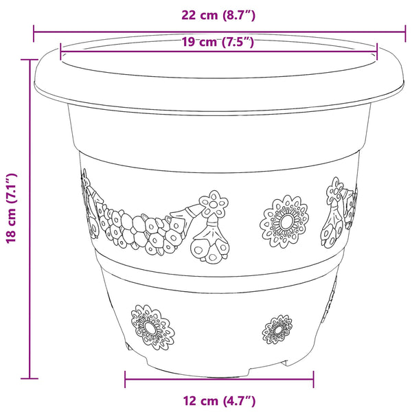 Kasviruukut 6 kpl Tiilenpunainen Ø 22 x 18 cm Muovi