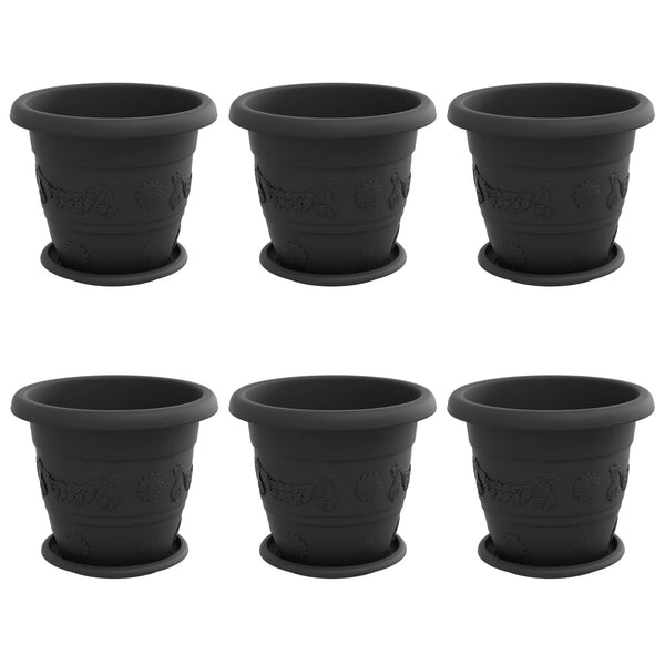 Kasviruukut 6 kpl Musta Ø 26 x 21.5 cm Muovi