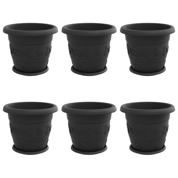 Kasviruukut 6 kpl Musta Ø 34 x 28 cm Muovi