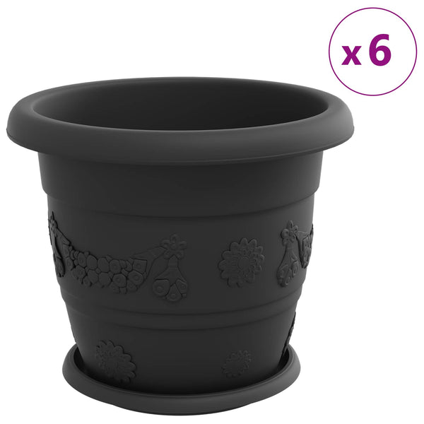 Kasviruukut 24 kpl Musta Ø 30 x 25 cm Muovi