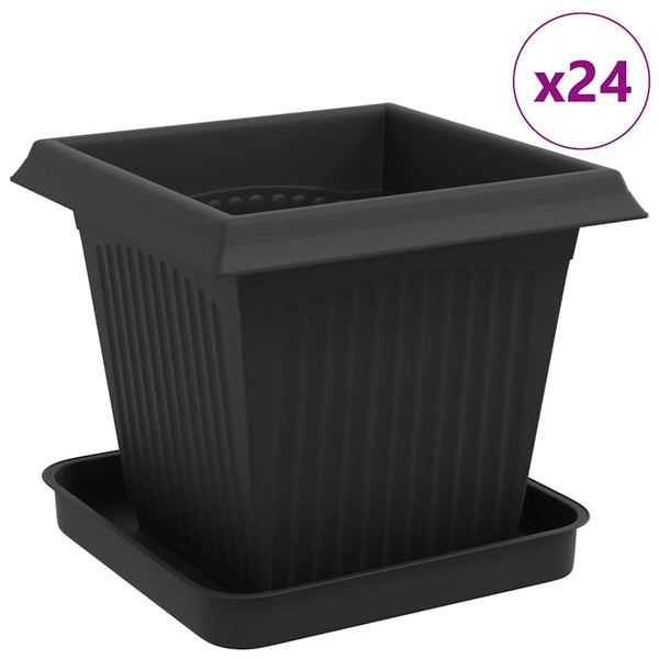 Kasviruukut 24 kpl Musta Muovi