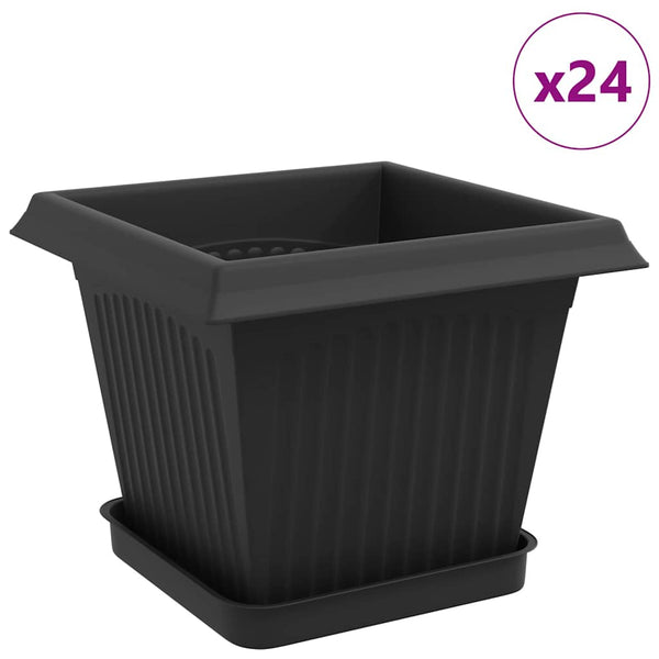 Kasviruukut 24 kpl Musta Muovi