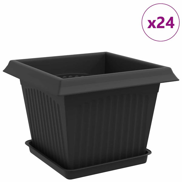 Kasviruukut 24 kpl Musta Muovi