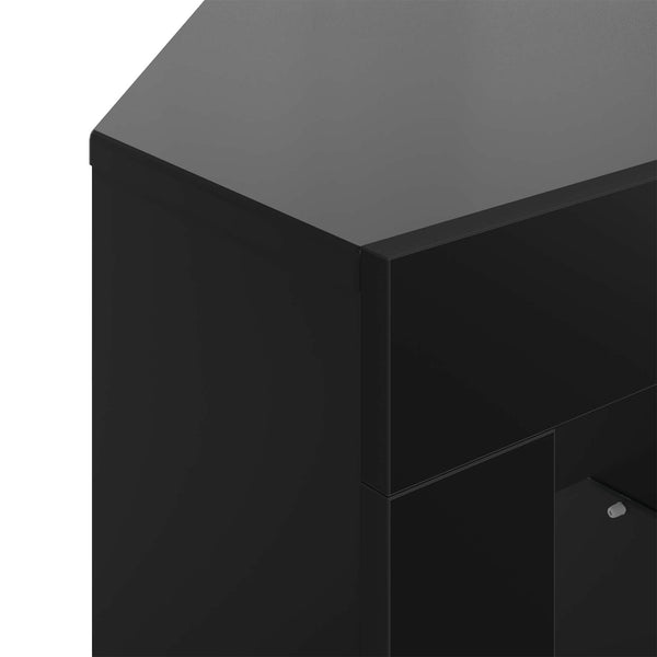 Kulma LED TV -kaappi 100x40x68cm Musta Tekninen puu