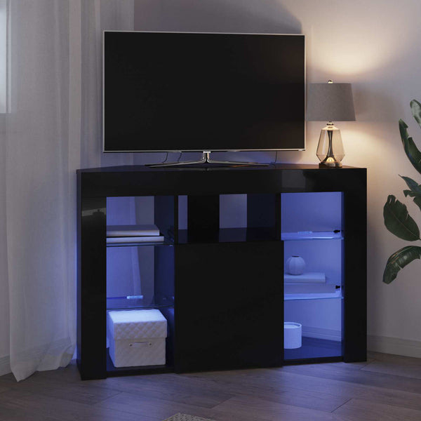 Kulma LED TV -kaappi 100x40x68cm Musta Tekninen puu