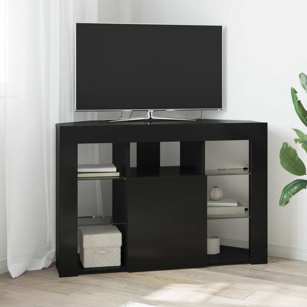 Kulma LED TV -kaappi 100x40x68cm Musta Tekninen puu