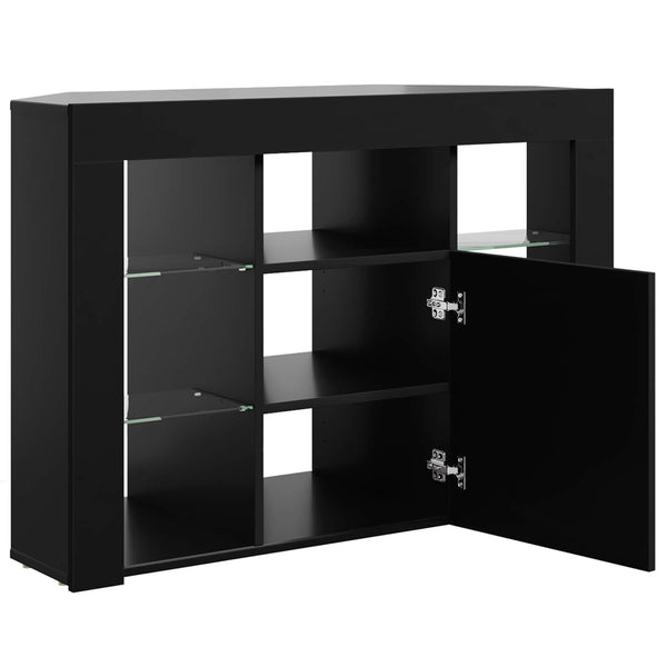 Kulma LED TV -kaappi 100x40x68cm Musta Tekninen puu