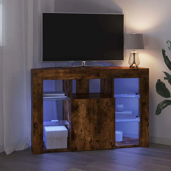 Kulma LED TV -kaappi Savupähkinä 105 x 40 x 68 cm Tekninen puu