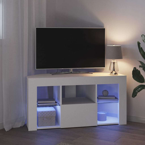 Kulma LED TV -kaappi Valkoinen 100 x 40 x 50 cm Tekninen puu