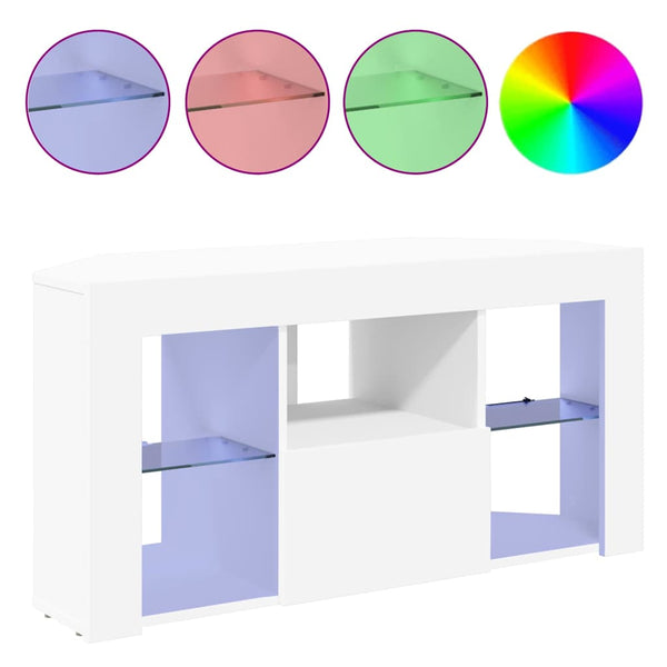 Kulma LED TV -kaappi Valkoinen 100 x 40 x 50 cm Tekninen puu