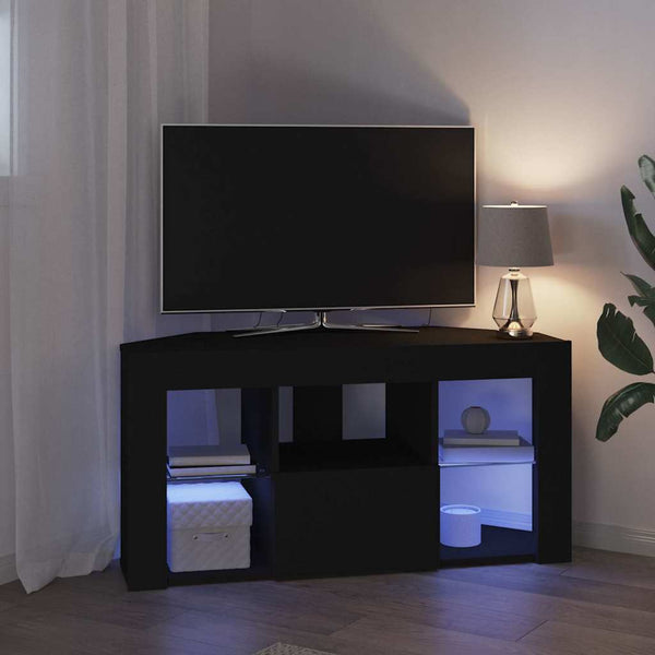 Kulma LED TV -kaappi Musta 101 x 40 x 50 cm Tekninen puu