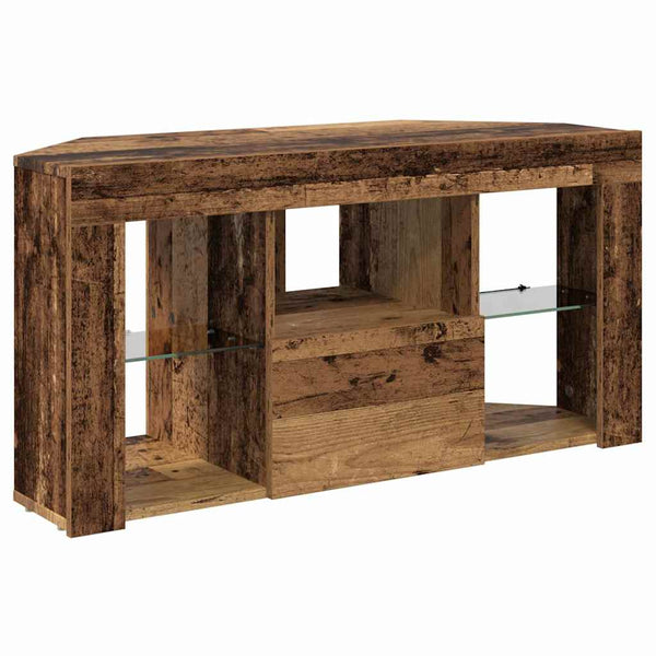 Kulma LED TV -kaappi Vanha Puu 107 x 40 x 50 cm Tekninen puu