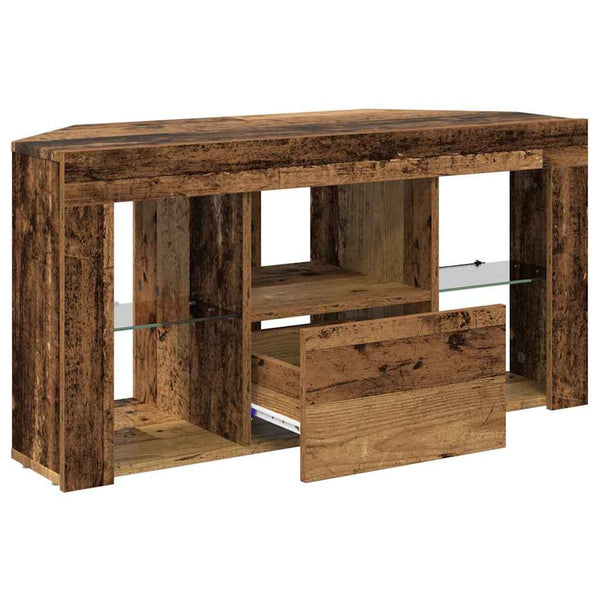 Kulma LED TV -kaappi Vanha Puu 107 x 40 x 50 cm Tekninen puu