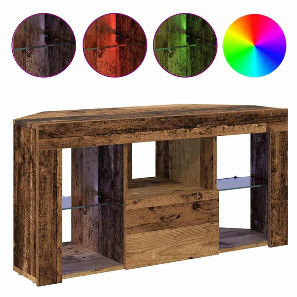 Kulma LED TV -kaappi Vanha Puu 107 x 40 x 50 cm Tekninen puu