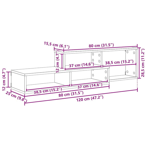 120x25x28,5cm TV-teline seinälle Tekninen puu